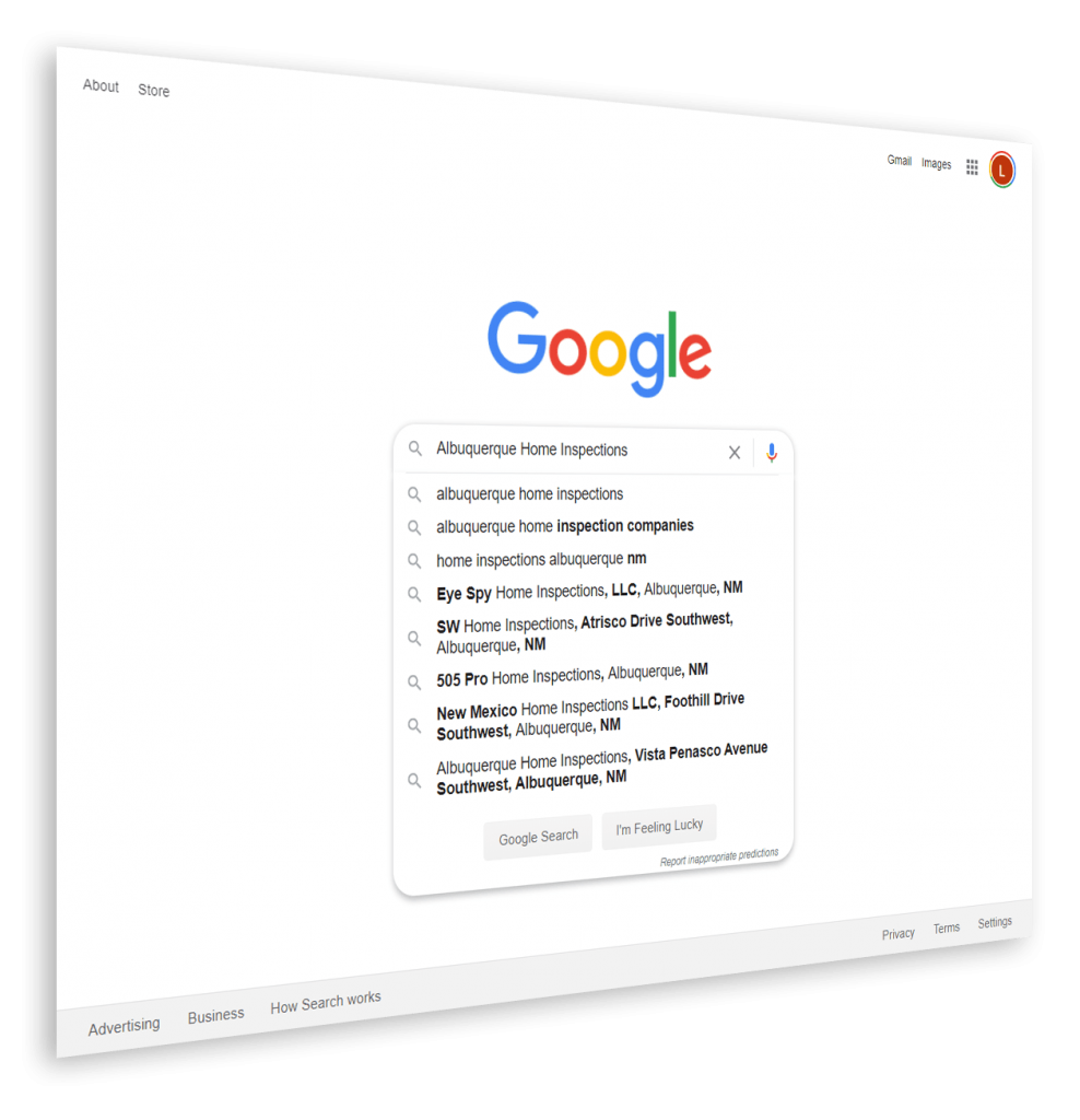 Browser window screenshot of Google