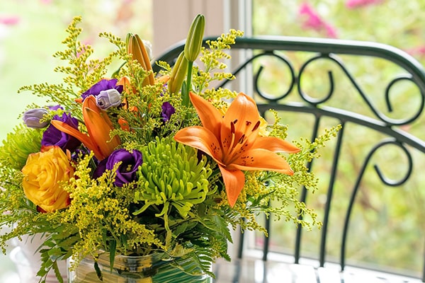 Fresh flowers on table