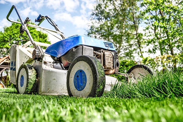 Lawn mower on grass